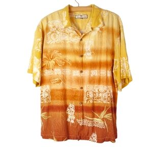 Tommy Bahama, Vintage, Mens,Silk Yellow, Gold, Aloha Shirt SZ XL
